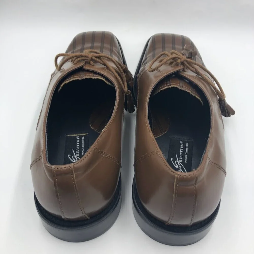 Giorgio Brutini Men’s Brown Leather Square Toe Dress Shoes Lace Up 10.5M Vintage